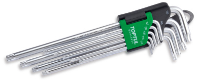 Набор длинных Г-образных ключей TORX T10-T50, 9 предметов TOPTUL GAAL0924 Набор длинных Г-образных ключей TORX T10-T50, 9 предметов TOPTUL GAAL0924