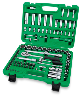 Набор инструментов в чемодане 1/4" и 1/2" 6-гр., 94 предмета TOPTUL Набор инструментов в чемодане 1/4" и 1/2" 6-гр., 94 предмета TOPTUL