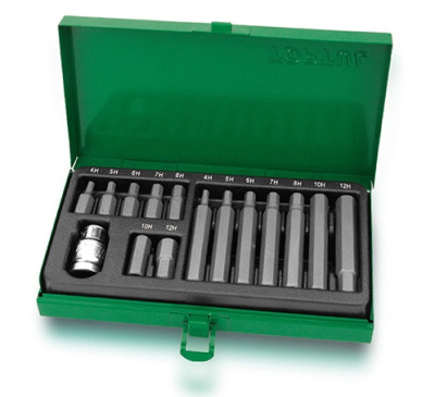 Набор бит 10 мм HEX с адаптером 1/2", 15 предметов TOPTUL GAAD1508 Набор бит 10 мм HEX с адаптером 1/2", 15 предметов TOPTUL GAAD1508