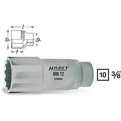 Головка торцевая длинная 12-гранная 3/8" 18 мм HAZET 880TZ-18